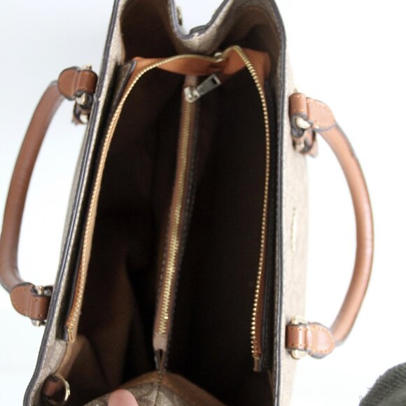 Coach Signature Coated Canvas Satchel Bag with Leather Handles - Picture 15 of 16